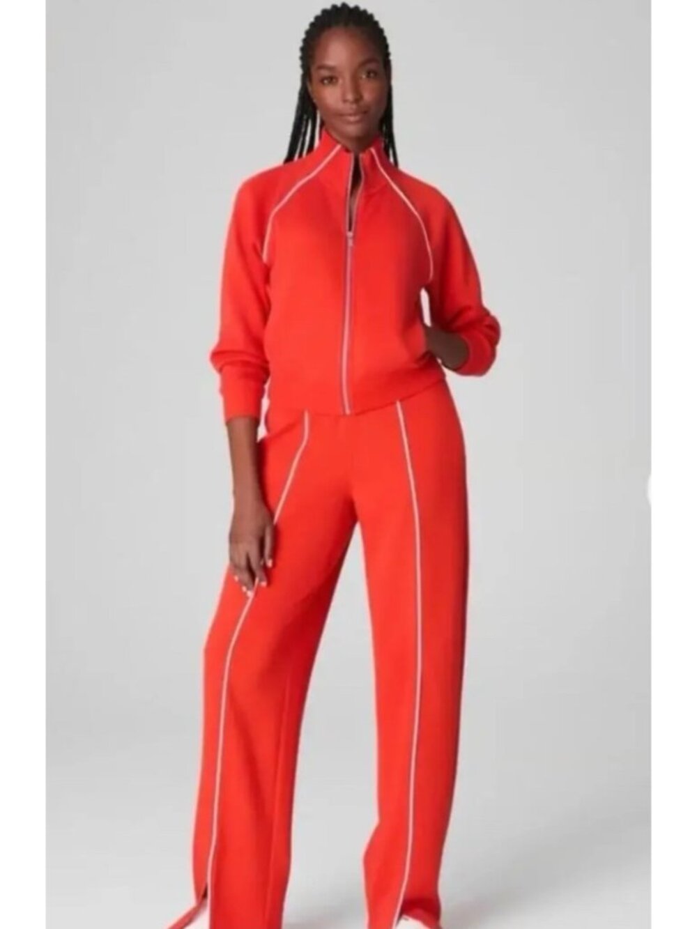 NEW Spanx Air Essentials AirPique Track Jacket Straight Pants Matching Set Poppy